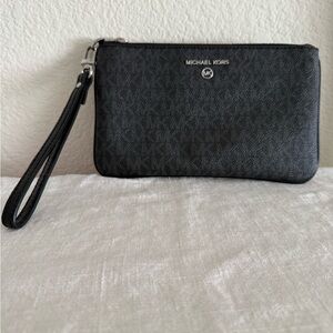 Michael Kors Textured Black Wristlet Clutch